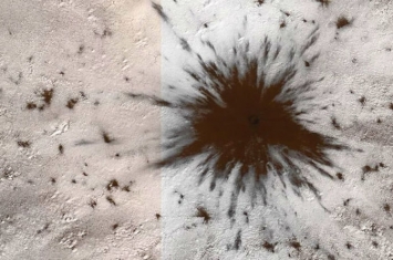 火星被不知名物体狠狠撞击，直接贯穿冰帽