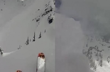 美国科罗拉多州业余滑雪手遇雪崩 惊险一刻活现镜头