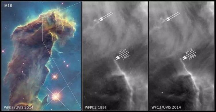 天文学家发现证据表明老鹰星云的擎天云柱正在缓慢地走向崩塌
