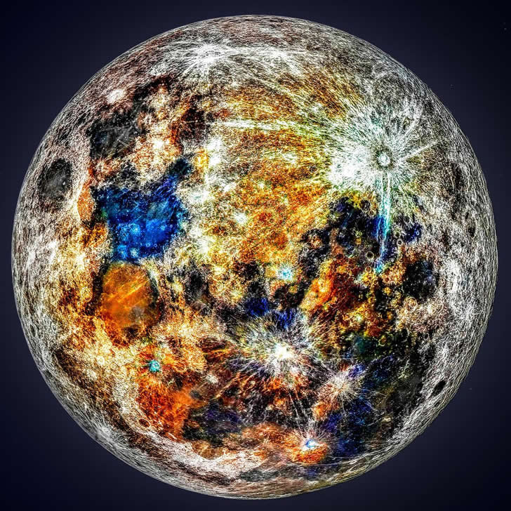一张6400万像素的月球彩色照片