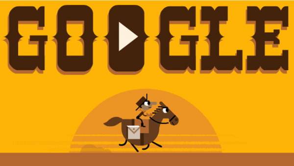 Google首页涂鸦(Google Doodle)“西部骑士跑跑跑”纪念“小马快递”(Pony Express)