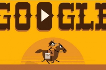 Google首页涂鸦(Google Doodle)“西部骑士跑跑跑”纪念“小马快递”(Pony Express)