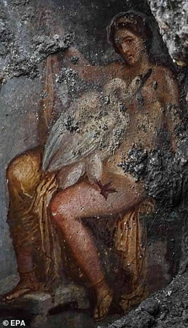 意大利庞贝古城发现一幅以古希腊神话“丽达与天鹅”为主题的情色壁画