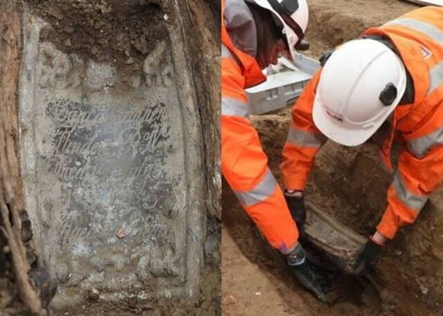 英国伦敦尤斯顿车站高铁建址内发现航海探险家弗林德斯石棺
