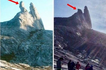 马来西亚沙巴地震：神山美景驴耳峰震碎