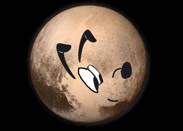 网民发挥丰富想像力把冥王星照片上的亮区画成布鲁图狗狗