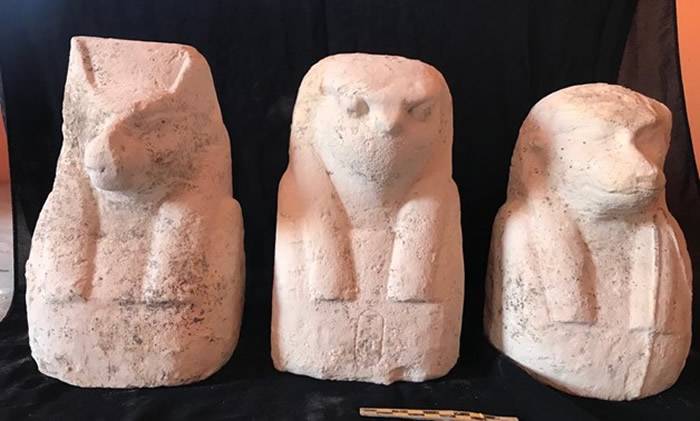 埃及开罗附近古墓发现石灰石石棺和两具木乃伊