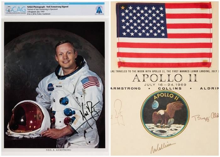 首位踏足月球的宇航员阿姆斯特朗遗物在美国德州拍卖 逾740万美元成交