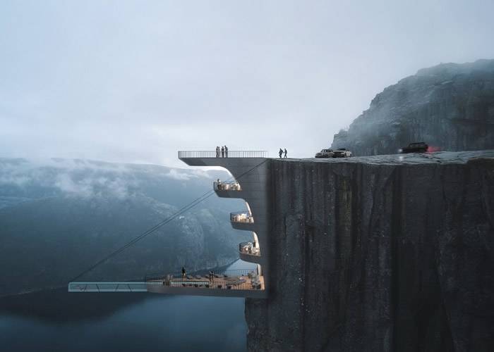 土耳其建筑公司计划在挪威著名景点圣坛岩兴建“悬崖酒店” 让游客享受惊心动魄之旅