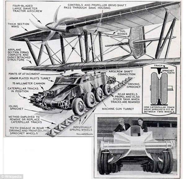 二战时期工程师设计的飞行坦克车