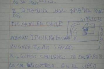 智利8岁男童Carlos Perez在学校写作文竟预测中地震海啸大灾难的降临