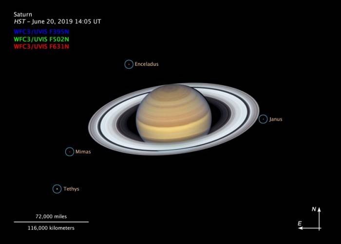 哈勃太空望远镜捕获土星及土星环的新“肖像”