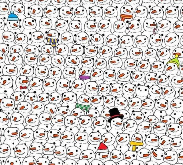匈牙利艺术家贴出圣诞拼图：能从上百只雪人里找到熊猫吗？