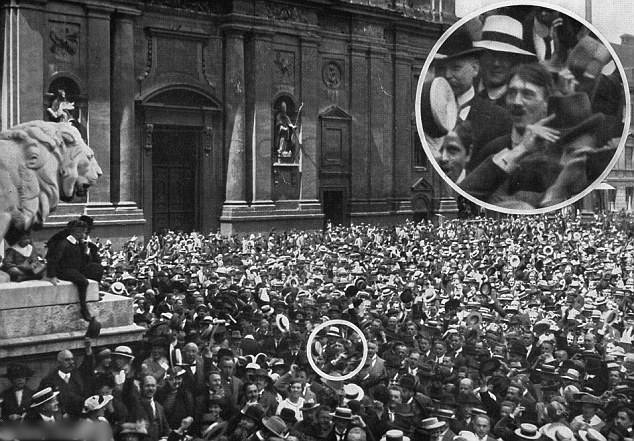 历史学家指希特勒与民众在慕尼黑广场庆祝第一次世界大战爆发照片是伪造