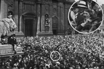 历史学家指希特勒与民众在慕尼黑广场庆祝第一次世界大战爆发照片是伪造