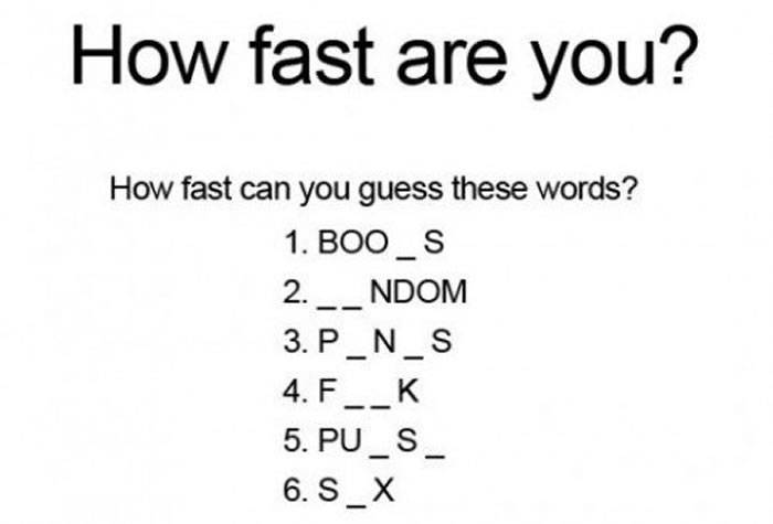 单字填空测你有多邪恶！题目：How fast you can guess these words？