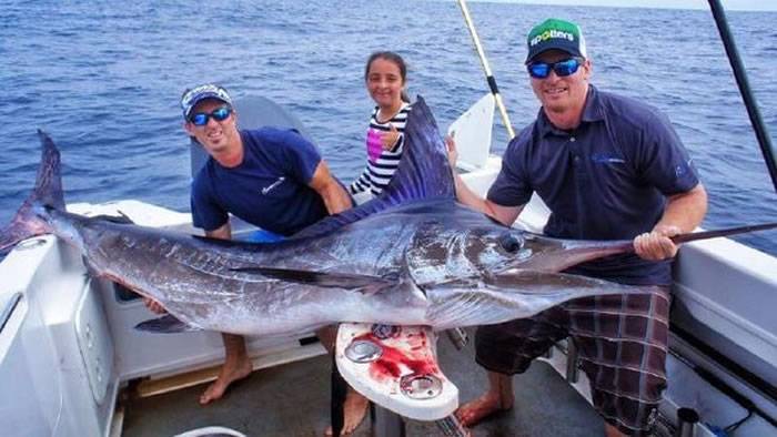 澳洲墨尔本10岁女孩钓到147公斤重旗鱼 破世界纪录