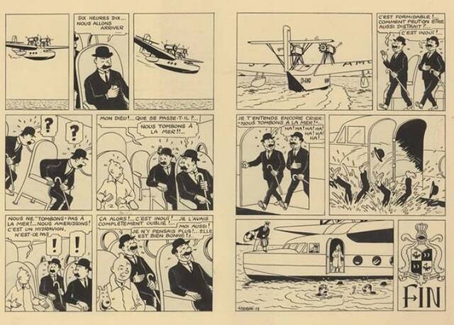 著名漫画《丁丁历险记》第8部《奥托卡王的权杖》原插图以接近110万欧元的高价卖出