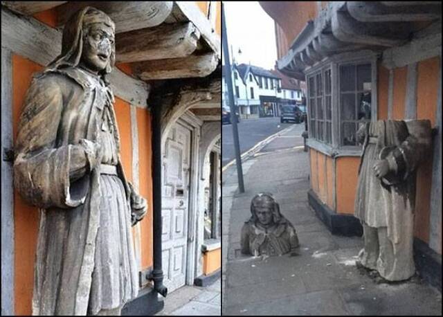 英国赫特福德郡150年历史石像遭人“腰斩”惹公愤