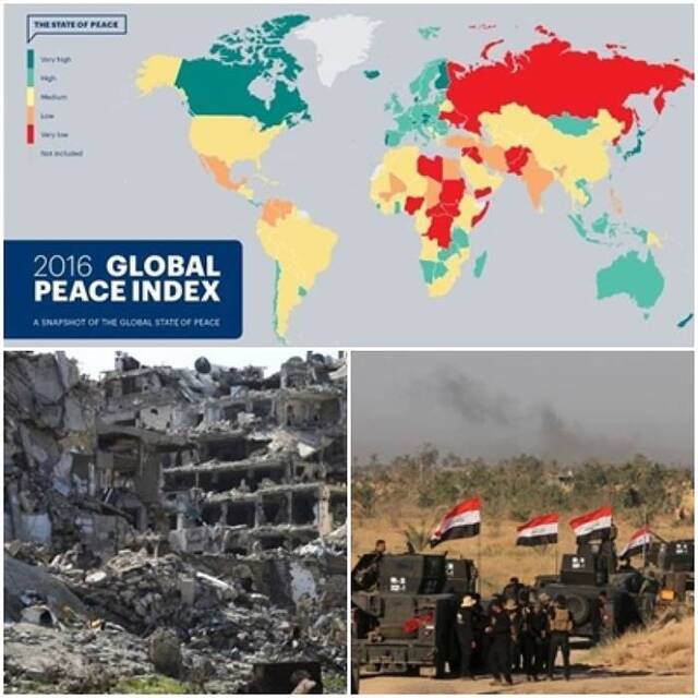 澳洲智库“经济与和平研究所”公布最新全球和平指数：敍利亚垫底美国跌出百大