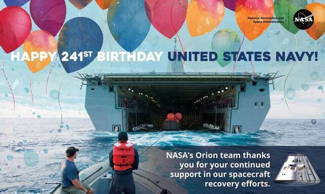 10月13日是美国海军241岁生日 NASA感谢帮助