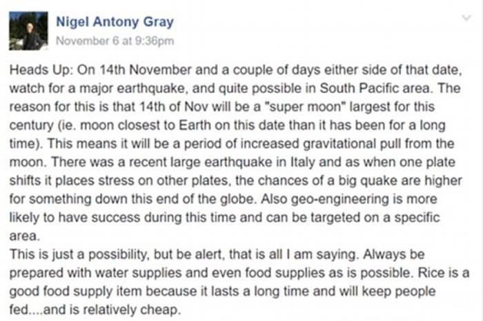 和超级月亮有关？网民一周前预言有大地震 新西兰居民拍到“地震光”