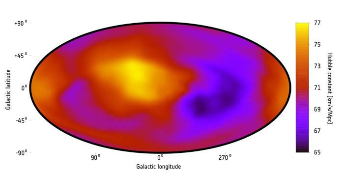 《天文学与天体物理学》杂志：新观测结果表明宇宙某些区域可能比其他区域膨胀得更快