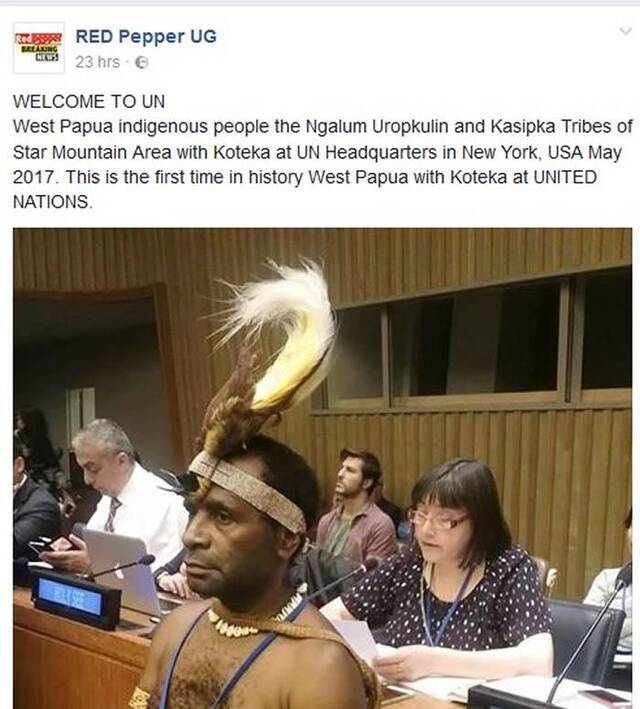 西巴布亚代表穿戴阴茎鞘出席联合国会议