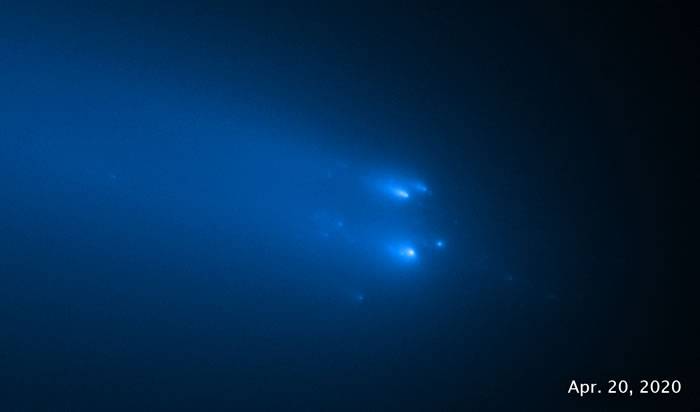 哈勃太空望远镜拍摄到阿特拉斯彗星C/2019 Y4 (ATLAS)分裂成30块