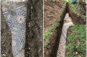 意大利维罗纳省北部小镇葡萄园地下发现保存完好的古罗马镶嵌马赛克地板