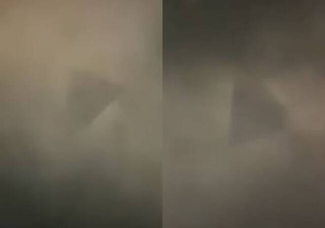 UFO？6月21日一个黑色三角形不明飞行物出现在上海外滩上空