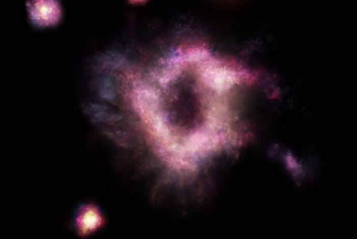 距地球110亿光年外发现两个星系发生剧烈碰撞形成的罕见环形星系R5519