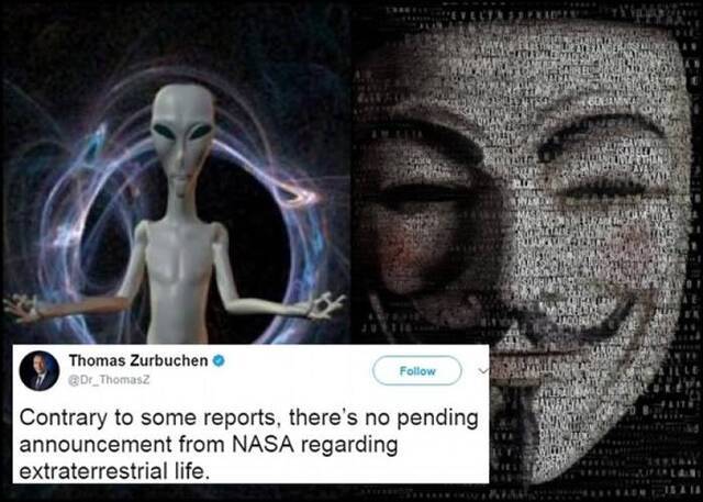 美国NASA反驳国际黑客组织“无名氏” 否认公布外星生物证据