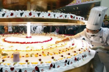 世界上最高最大的蛋糕:足足三层楼高(鸡蛋就用了百斤)