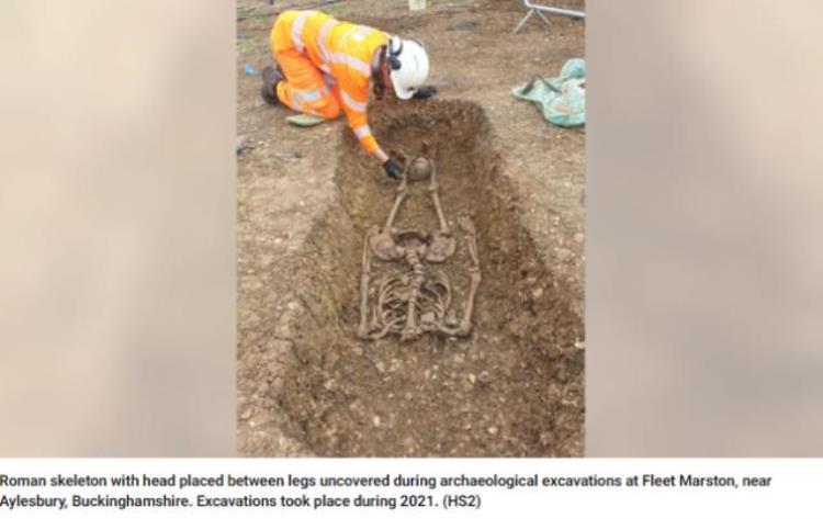 恐怖英国高铁工地挖出40具无头尸骸头骨放置在两腿之间